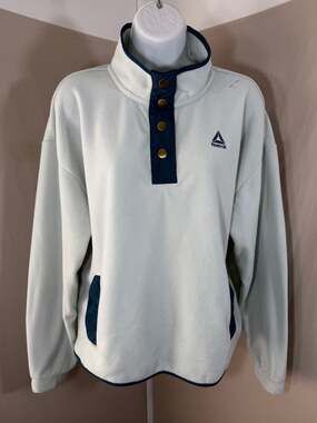 Reebok Mint Green Quarter Snap Fleece Weekender Pullover Large